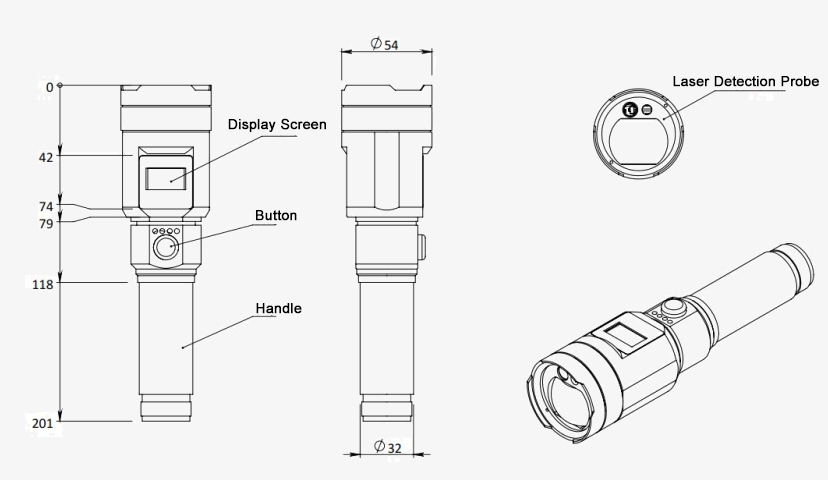 Mini laser methane gas detector dimension